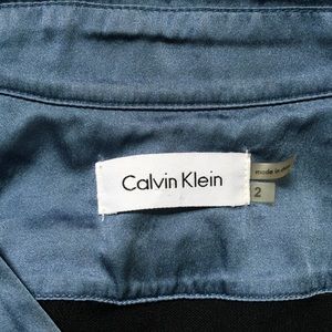 Calvin Klein Silk Faux Button Down Sweater Dress